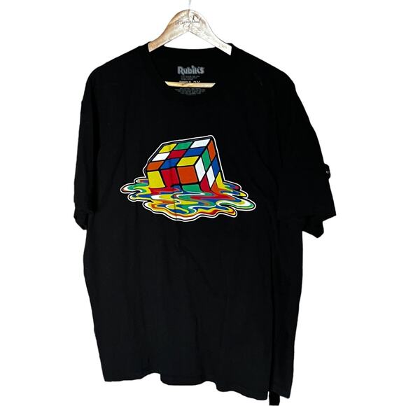 Rubik’s melting rubik cube black cotton t-shirt short sleeve size 2X - Picture 5 of 5